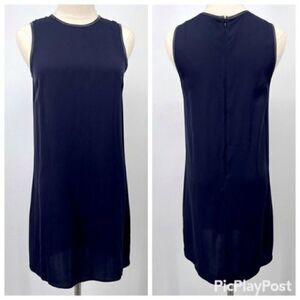Theory blue silk sleeveless dress lamb skin 2 BoxI